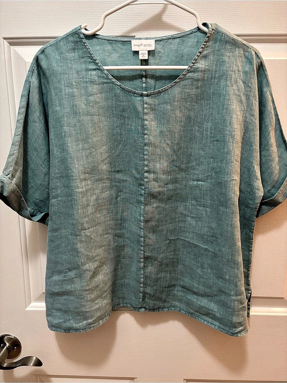 purejill Short Sleeve Tunic in Green Size XS